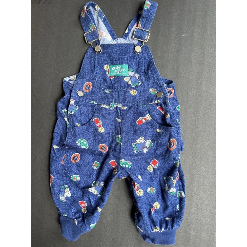 Rare Vintage 90's OshKosh Baby Vestbak Car Mechanic Overalls Set Sz 3-6 Mnths